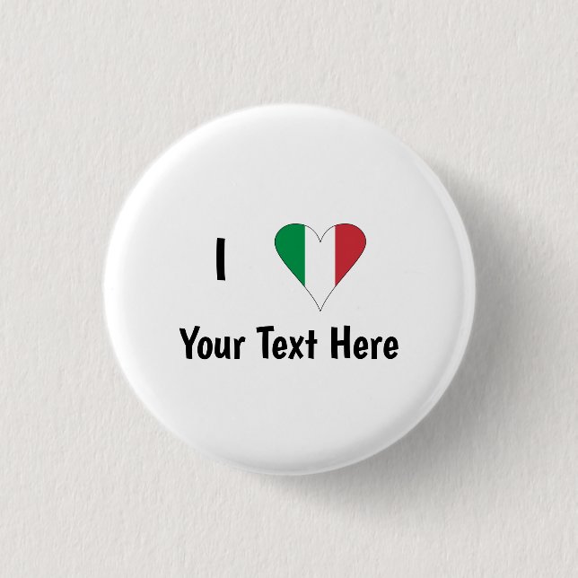 Jag älskar (Italiens flagga hjärta) din text Knapp (Framsida)