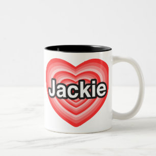 Jag älskar Jackie. Jag älskar dig Jackie. Hjärt Två-Tonad Mugg