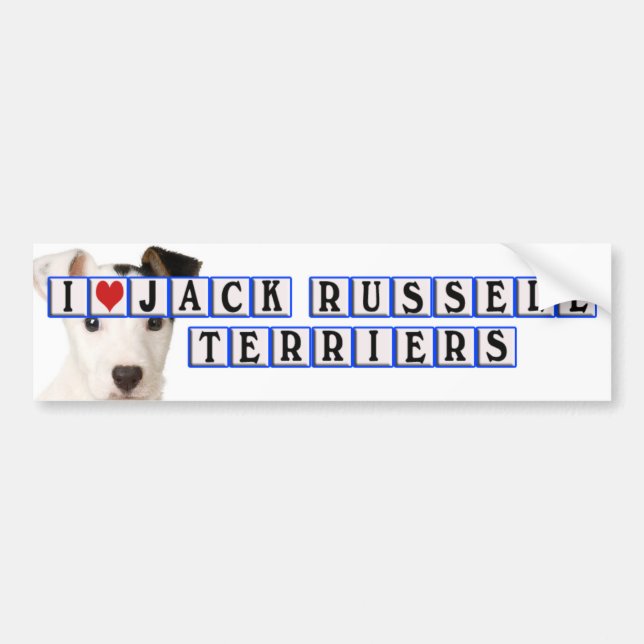 JAG ÄLSKAR JACKRUSSELL TERRIERS - KVARTER BILDEKAL (Framsidan)
