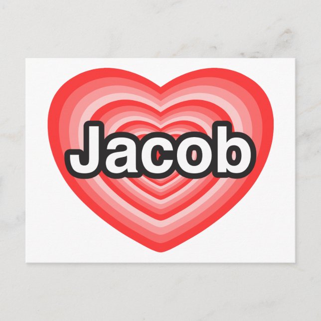 Jag älskar Jacob. Jag älskar dig Jacob. Hjärta Vykort (Framsida)