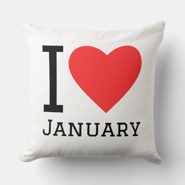 Jag älskar Januari  fyrkantig dekal Kudde (Framsida)