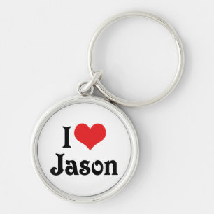 Jag älskar Jason Rund Silverfärgad Nyckelring
