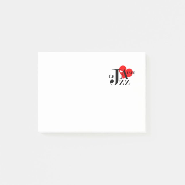 Jag älskar Jazz - fransk Jazzälskare Post-it Block (Framsida)