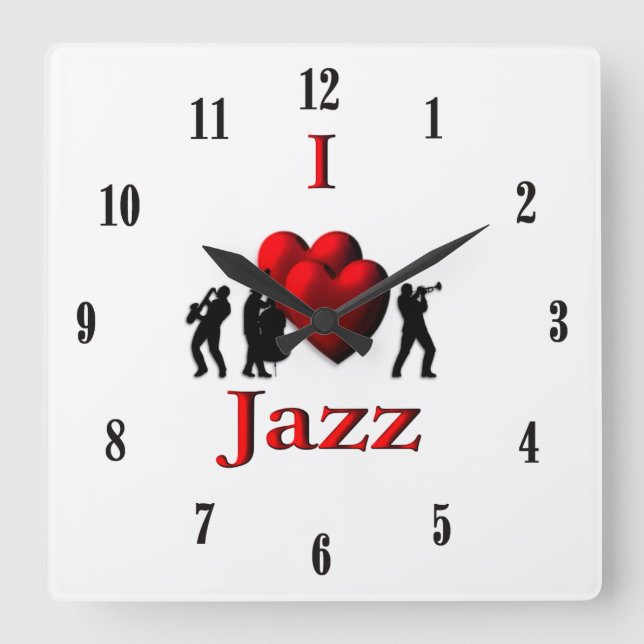 Jag älskar jazzmusik fyrkantig klocka (Framsida)