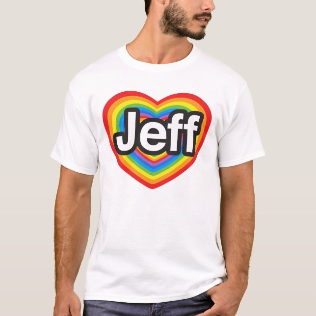 Jag älskar Jeff. Jag älskar dig Jeff. Hjärta T Shirt (Framsida)