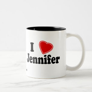 Jag älskar Jennifer Två-Tonad Mugg