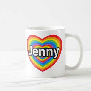 Jag älskar Jenny. Jag älskar dig Jenny. Hjärta Kaffemugg