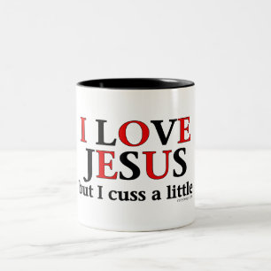 Jag älskar Jesus [bara mig svära a lite], Två-Tonad Mugg