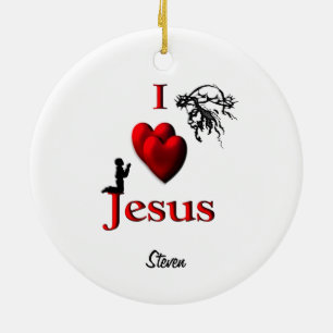 Jag älskar Jesus Boy/Girl Anpassningsbar Ornamet Julgransprydnad Keramik