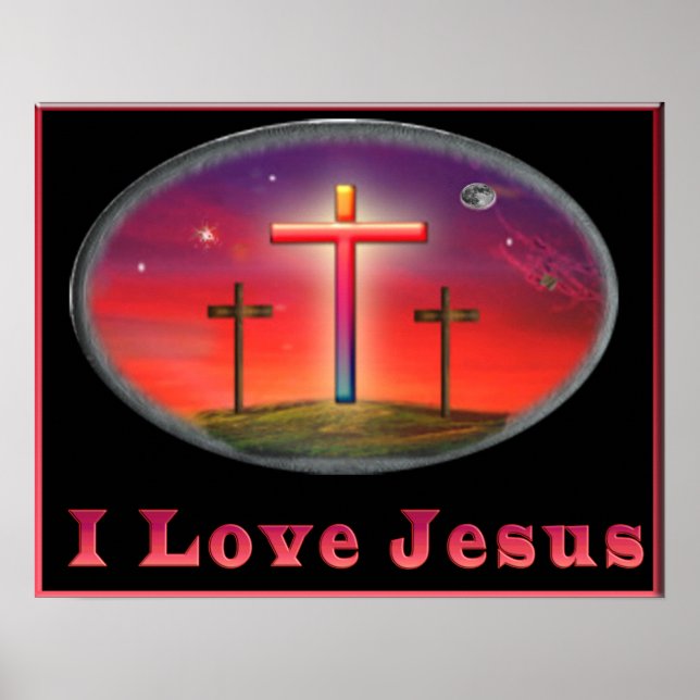 Jag älskar Jesus den kristna affischen Poster (Framsidan)