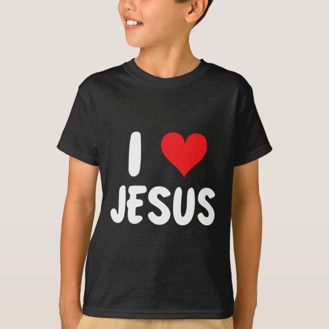 Jag älskar Jesus - Hjärta - Namn  T Shirt (Framsida)