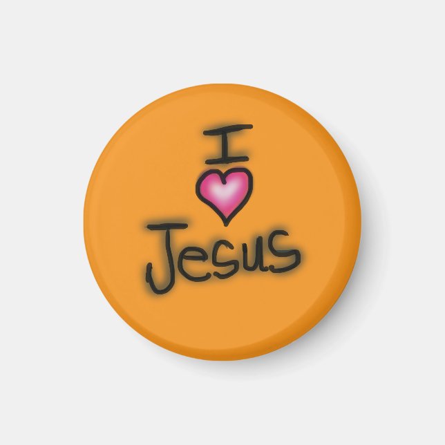 Jag älskar Jesus i Kärlek Jesus Orange Magnet (Framsidan)