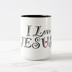 Jag älskar Jesus Inspirerande Citat Två-Tonad Mugg