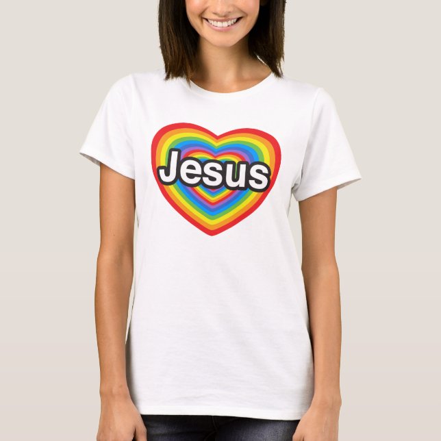 Jag älskar Jesus. Jag älskar dig Jesus. Hjärta T-shirt (Framsida)
