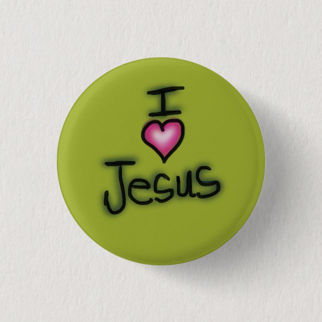 Jag älskar Jesus Jag älskar Jesus grön Knapp (Framsida)