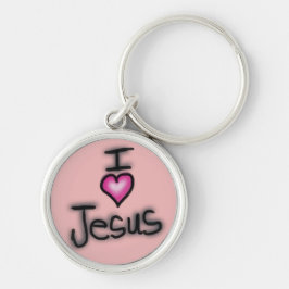 Jag älskar Jesus Jag älskar Jesus Rosa Rund Silverfärgad Nyckelring
