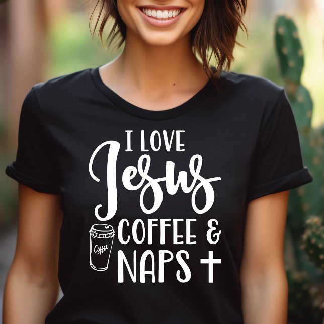 Jag älskar Jesus kaffe och tupplur T-shirt (Skapare uppladdad)