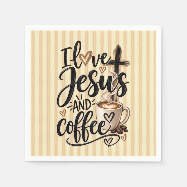 Jag älskar Jesus & kaffe Pappersservett (Framsidan)