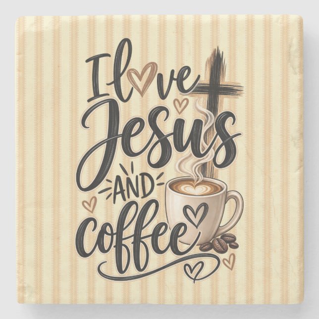 Jag älskar Jesus & kaffe Stenunderlägg (Framsidan)