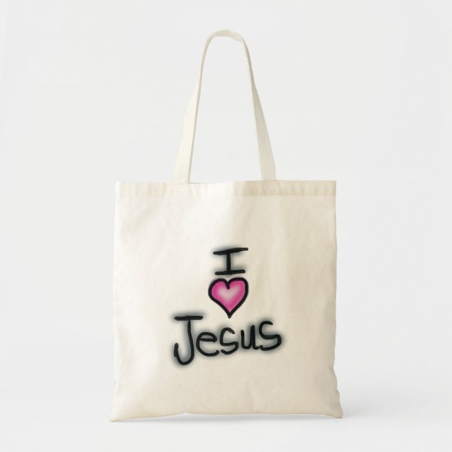 Jag älskar Jesus med rosa hjärta  Tygkasse (Framsidan)
