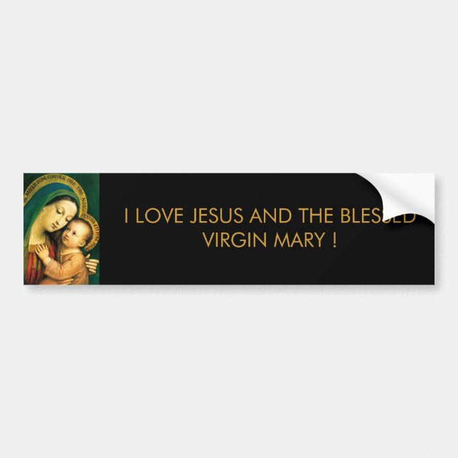 JAG ÄLSKAR JESUS OCH DEN VÄLSIGNADE JUNGFRULIGA MA BILDEKAL (Framsidan)