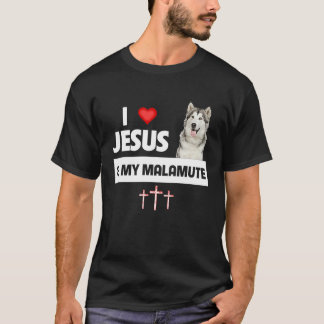 Jag älskar Jesus och min Alaskan Malamute Paws Mam T Shirt