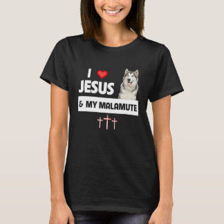Jag älskar Jesus och min Alaskan Malamute Paws Mam T Shirt
