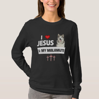 Jag älskar Jesus och min Alaskan Malamute Paws Mam T Shirt