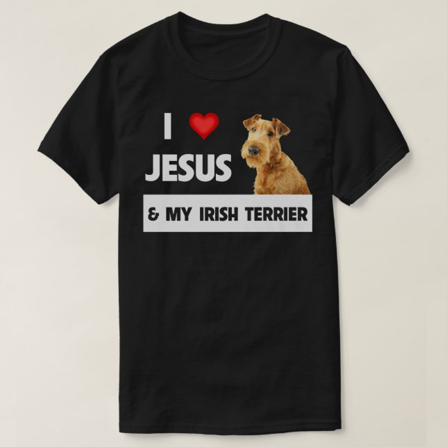 Jag älskar Jesus och min irländska terrier hund Ma T Shirt (Design framsida)