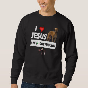 Jag älskar Jesus och min italienska mops hund Mamm Lång Ärmad Tröja