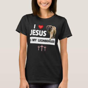 Jag älskar Jesus och min Leonberger tyska hund mam T Shirt