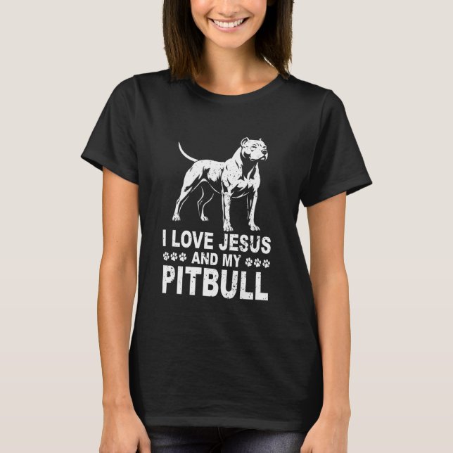 Jag älskar Jesus och min Pitbull T Shirt (Framsida)