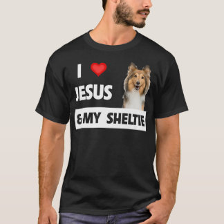 Jag älskar Jesus och min Sheltie Hund Mamma Pappa T Shirt