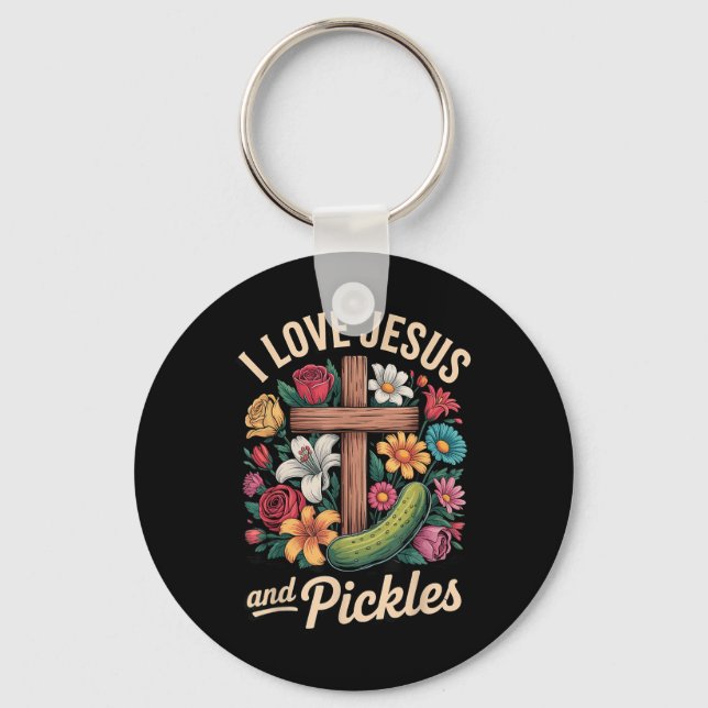 Jag älskar Jesus och pickles  Nyckelring (Framsida)