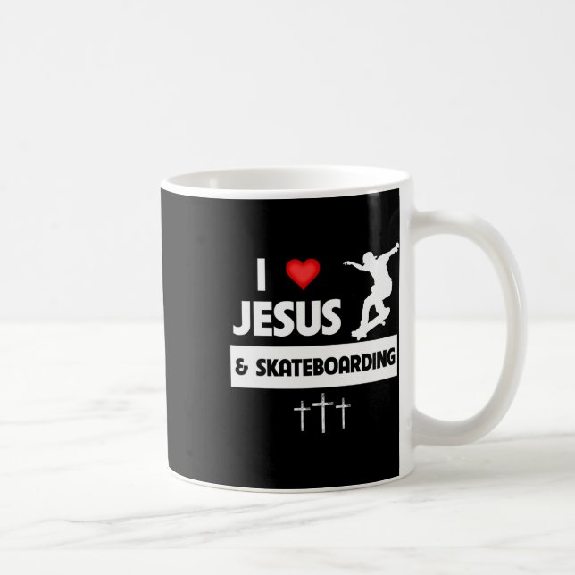 Jag älskar Jesus och skateboard skateboardåkare tr Kaffemugg (Höger)