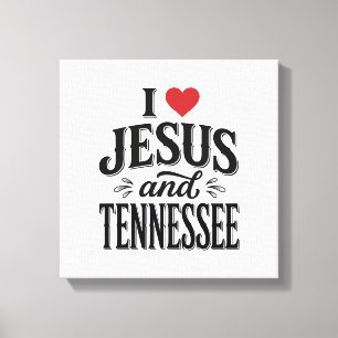 Jag älskar Jesus och Tennessee Vintage kristen des Canvastryck