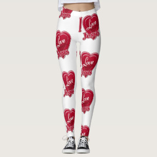 Jag älskar Jesus rött hjärta Leggings