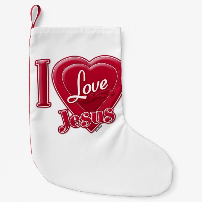Jag älskar Jesus rött hjärta Liten Julstrumpa (Framsidan)