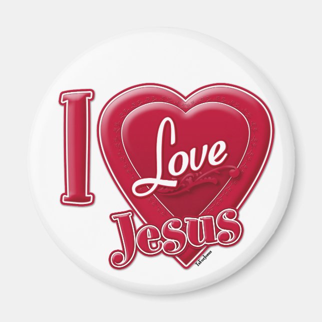 Jag älskar Jesus rött hjärta Magnet (Framsidan)
