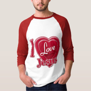 Jag älskar Jesus rött hjärta T Shirt