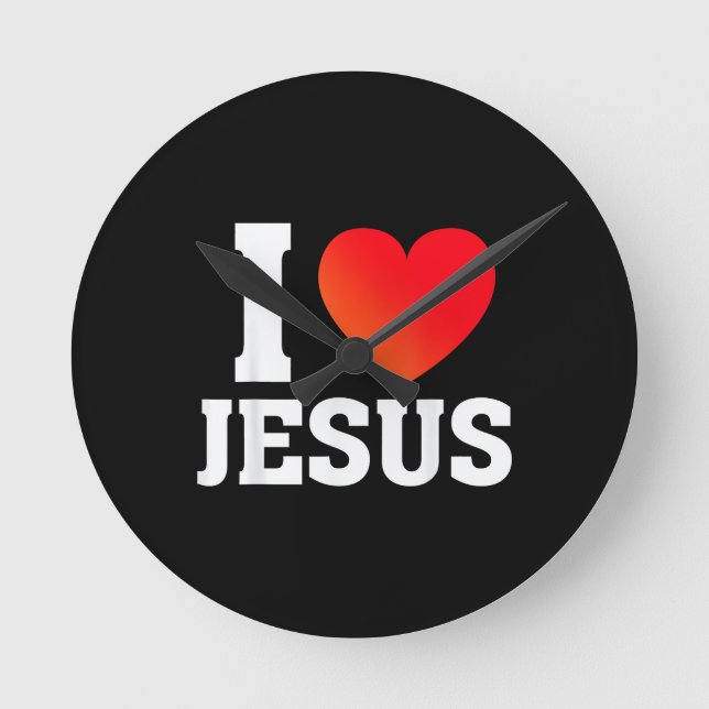 Jag älskar Jesus Rund Klocka (Framsida)