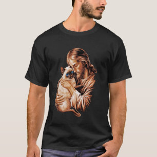 Jag älskar Jesus & siames katt Roligt kristet guds T Shirt