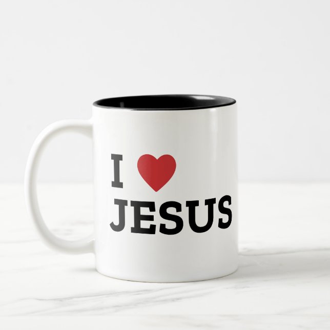 Jag älskar Jesus Tvåtons Mugg, 444 ml Två-Tonad Mugg (Vänster)