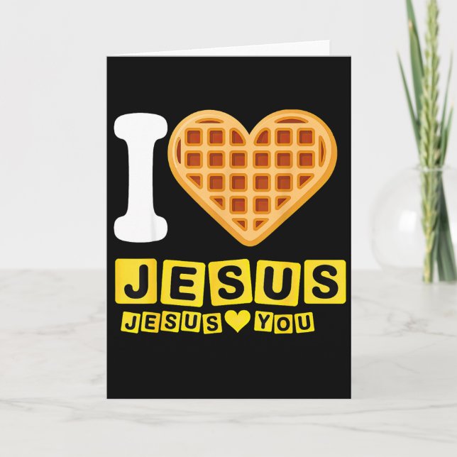 Jag älskar Jesus våffelhjärta  Kort (Framsida)