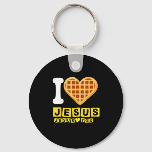Jag älskar Jesus våffelhjärta Nyckelring