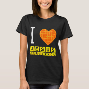 Jag älskar Jesus våffelhjärta rolig kristen frukos T Shirt