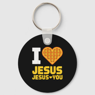 Jag älskar Jesus våffelhjärta Roligt kristet fruko Nyckelring