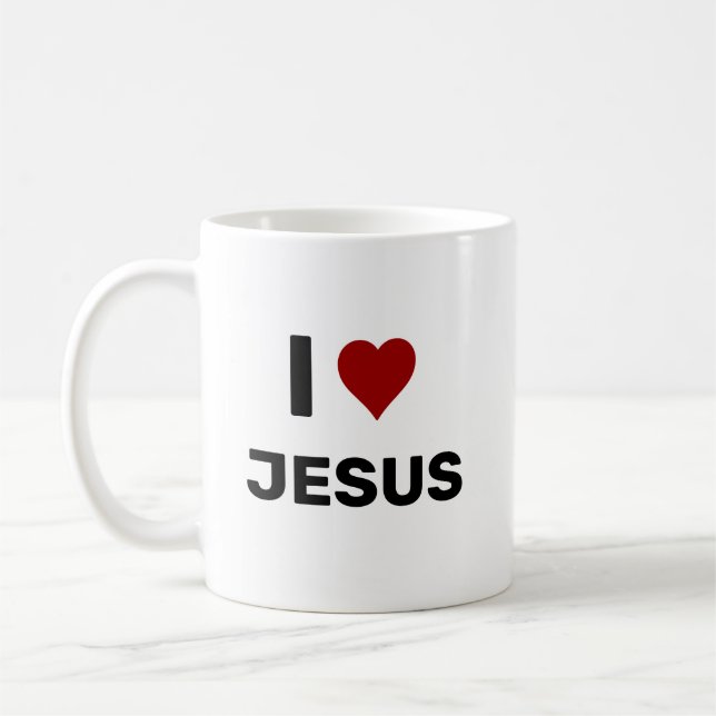 Jag älskar JesusI Kärlek Jesus Red Heart Coffe Mug Kaffemugg (Vänster)