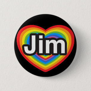 Jag älskar Jim. Jag älskar dig Jim. Hjärta Knapp
