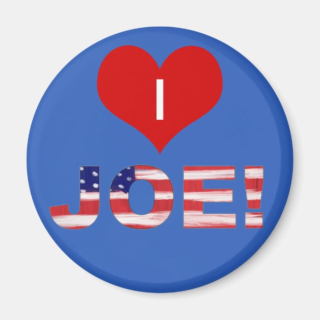 Jag älskar JOE! På Blått Med Flagga Magnet (Framsidan)